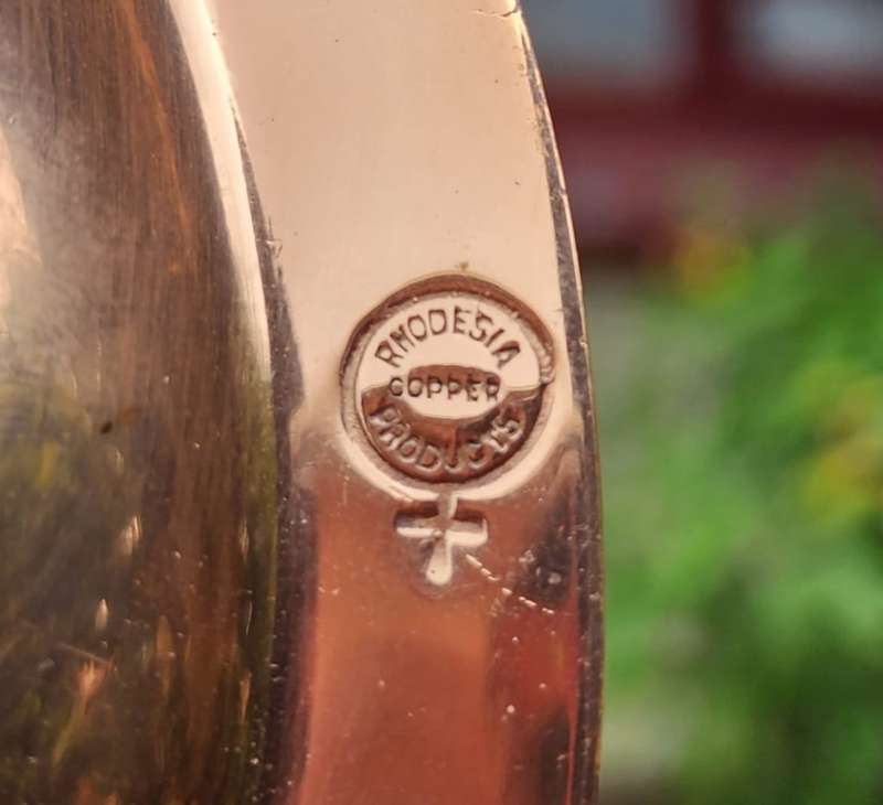 RHODESIA COPPER! VINTAGE (1964) COPPER BREWERS CUP COFFEE MUG AND ASHTRAY