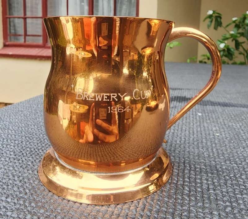RHODESIA COPPER! VINTAGE (1964) COPPER BREWERS CUP COFFEE MUG AND ASHTRAY