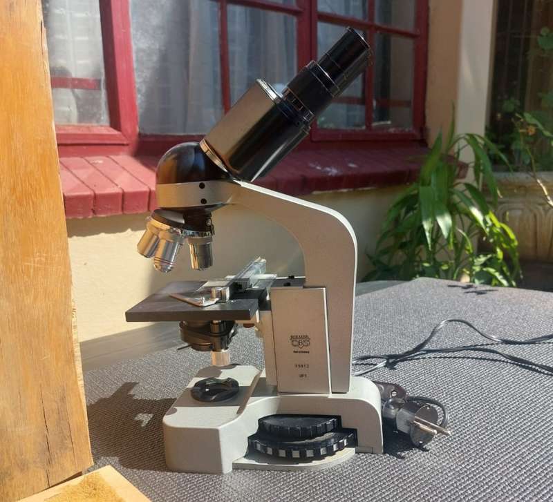 Vintage Beck Kassel CBS Germany UF1 Grey Binocular Microscope with 3 Objectives 10x, 40x and 100x