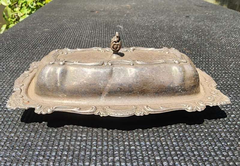 Vintage LOUIS PLATE SPB Silver Plated Butter Dish with Original Removable Glass Inner
