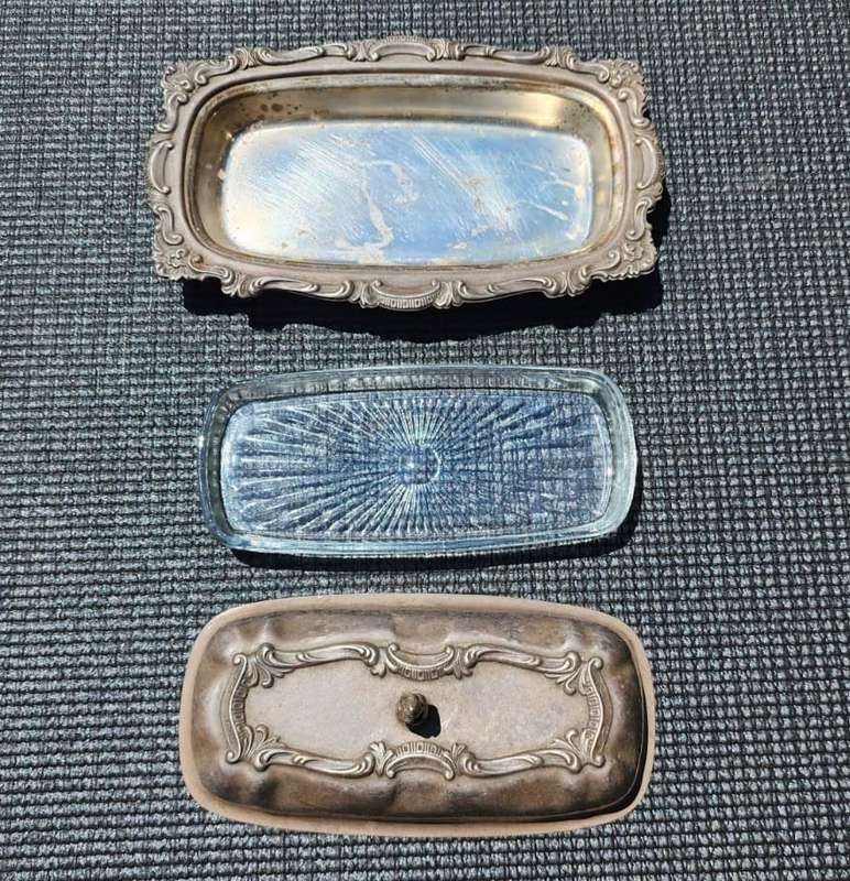 Vintage LOUIS PLATE SPB Silver Plated Butter Dish with Original Removable Glass Inner