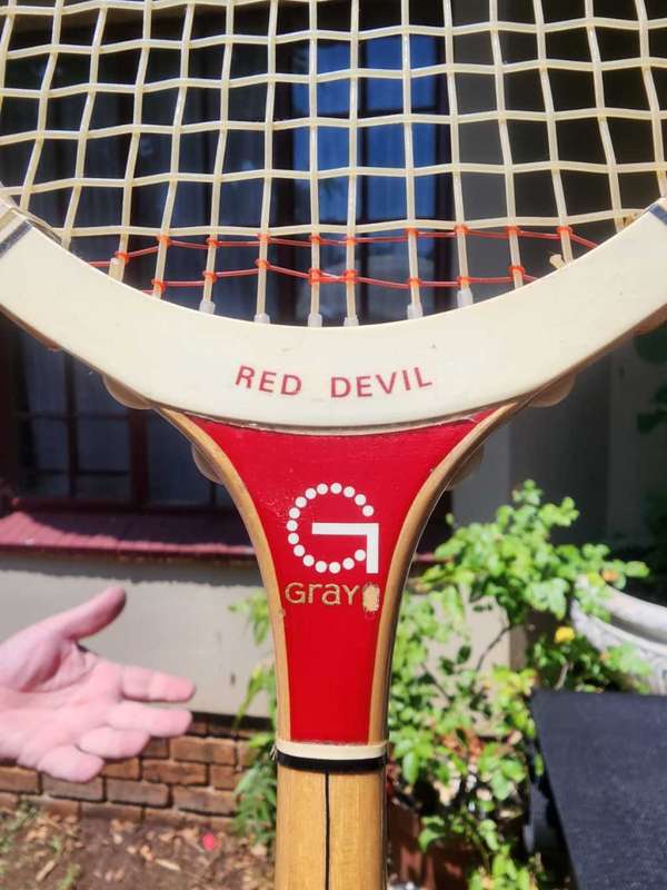 Red Devil Grays of Cambridge Craftsman Vintage Wooden Squash Racquets with Dunlop Guards