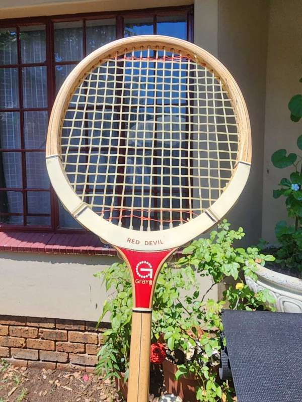 Red Devil Grays of Cambridge Craftsman Vintage Wooden Squash Racquets with Dunlop Guards