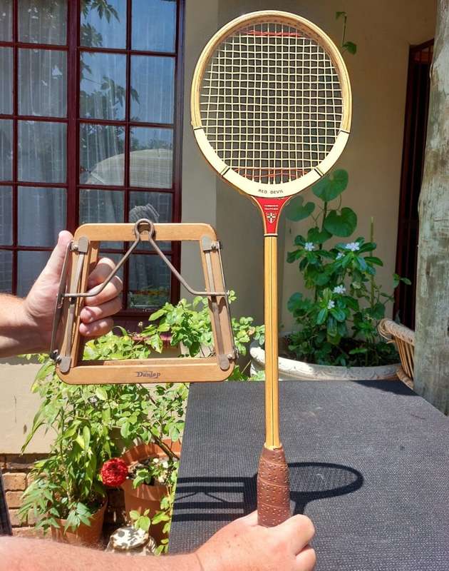 Red Devil Grays of Cambridge Craftsman Vintage Wooden Squash Racquets with Dunlop Guards