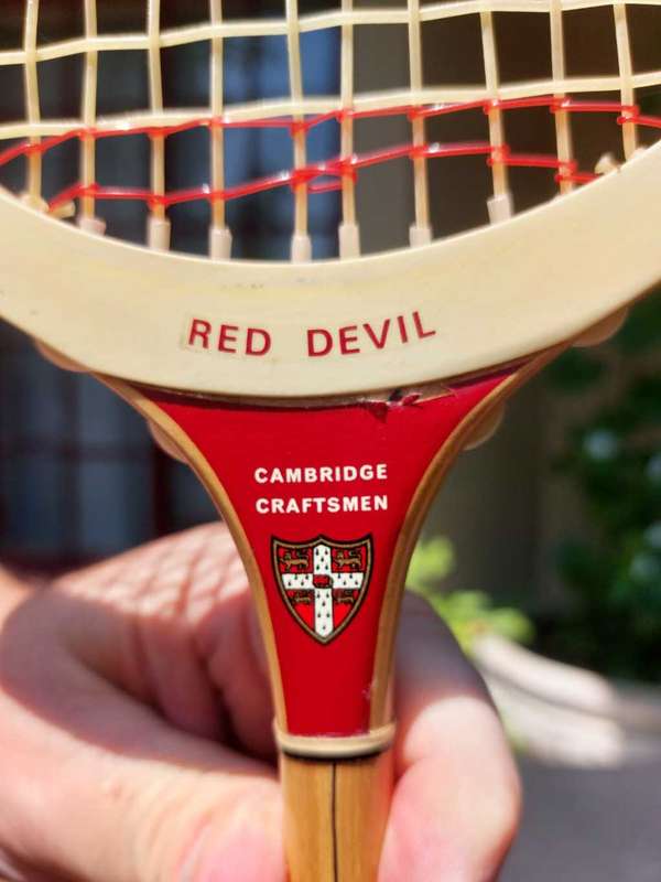 Red Devil Grays of Cambridge Craftsman Vintage Wooden Squash Racquets with Dunlop Guards