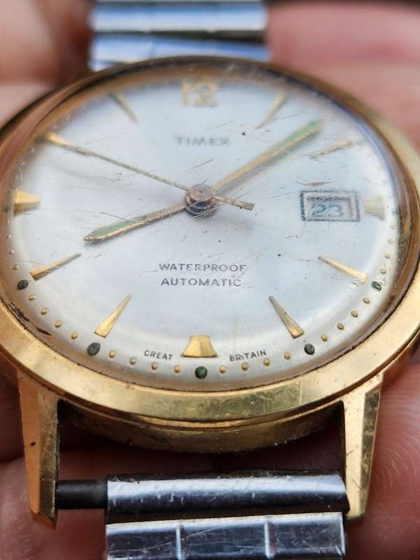 Timex Great Britain Vintage 1940s Automatic Mens Wristwatch Shockproof Waterproof