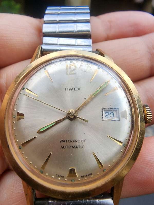 Timex Great Britain Vintage 1940s Automatic Mens Wristwatch Shockproof Waterproof