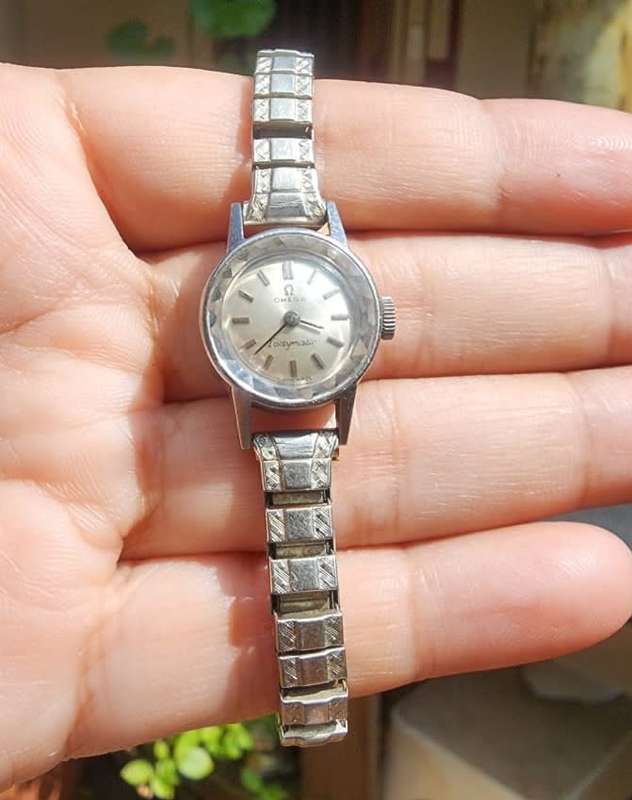 Omega Ladymatic Vintage 1970s Hand Wound Cocktail Watch with Omega Signed Crown