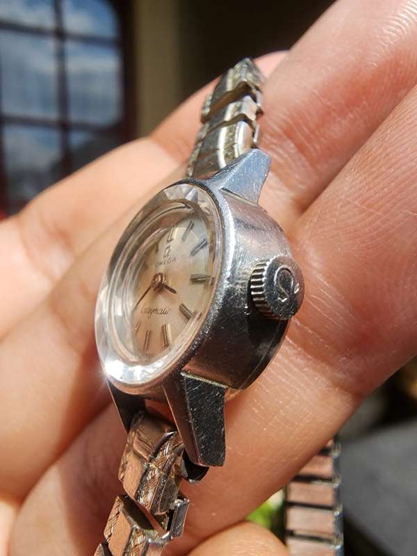 Omega Ladymatic Vintage 1970s Hand Wound Cocktail Watch with Omega Signed Crown