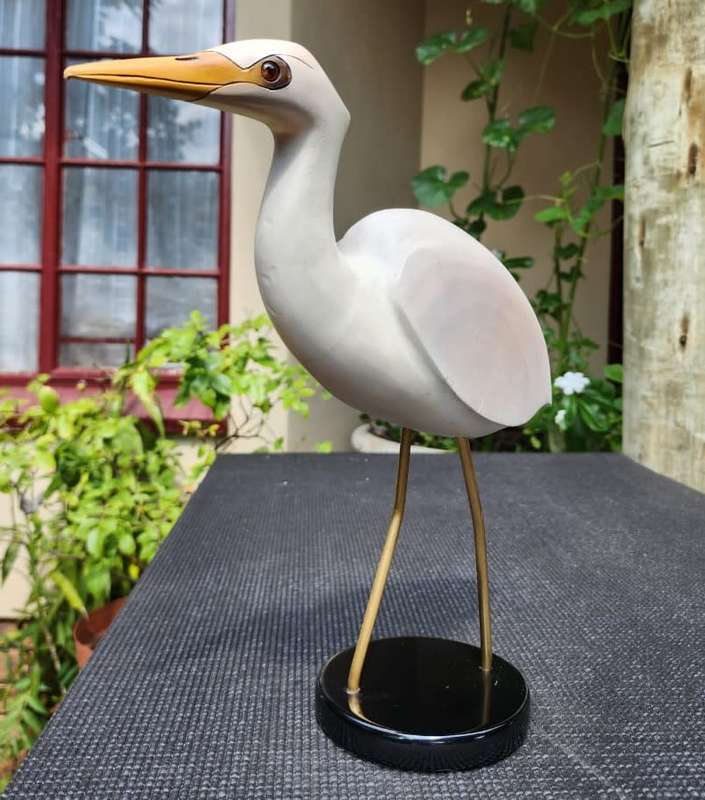 FEATHERS GALLERY KNYSNA LIMITED EDITION NO 377 OF 2000 EGRET FEMALE HAND CRAFTED IN 1990 GOOD CONDIT