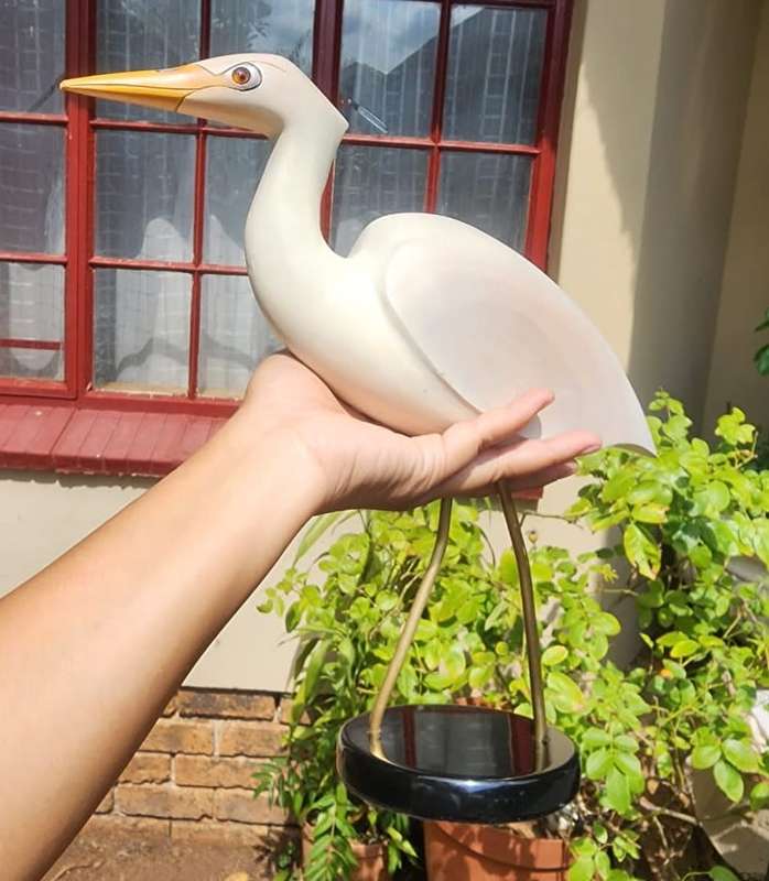 FEATHERS GALLERY KNYSNA LIMITED EDITION NO 377 OF 2000 EGRET FEMALE HAND CRAFTED IN 1990 GOOD CONDIT