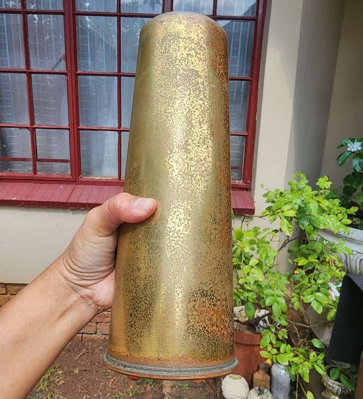 RARE WW2 1941 SA / CANADIAN 25 POUNDER (25 PR CAL 87,6MM) FIELD ARTILLERY GUN HEAVY BRASS CASING 2