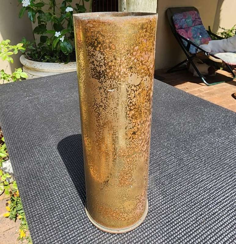 RARE WW2 1941 SA / CANADIAN 25 POUNDER (25 PR CAL 87,6MM) FIELD ARTILLERY GUN HEAVY BRASS CASING 2