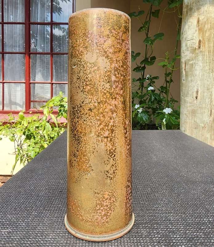 RARE WW2 1941 SA / CANADIAN 25 POUNDER (25 PR CAL 87,6MM) FIELD ARTILLERY GUN HEAVY BRASS CASING 2