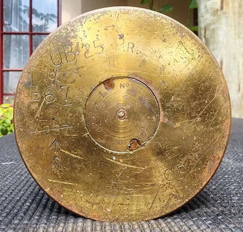 RARE WW2 1941 SA / CANADIAN 25 POUNDER (25 PR CAL 87,6MM) FIELD ARTILLERY GUN HEAVY BRASS CASING 2