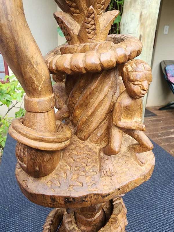 Unusual Elaborately Hand Carved Nyami Nyami Zambezi River Snake Head Handle Walking Stick