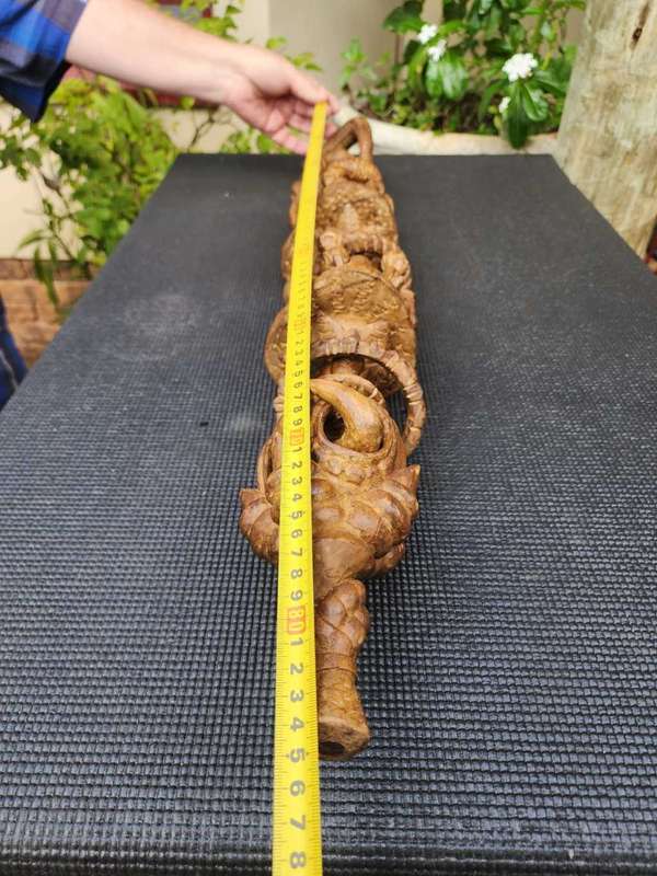 Unusual Elaborately Hand Carved Nyami Nyami Zambezi River Snake Head Handle Walking Stick