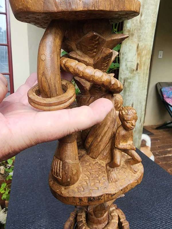 Unusual Elaborately Hand Carved Nyami Nyami Zambezi River Snake Head Handle Walking Stick