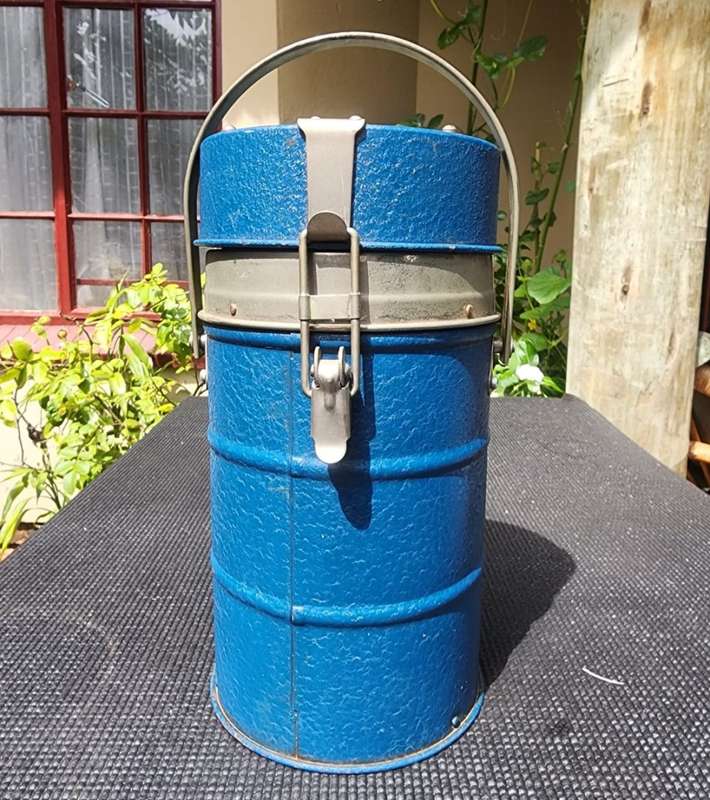 Iconic 1930s Large Blue Thermos Brand Vacuum Flask  The Very First Vacuum Flask Brand
