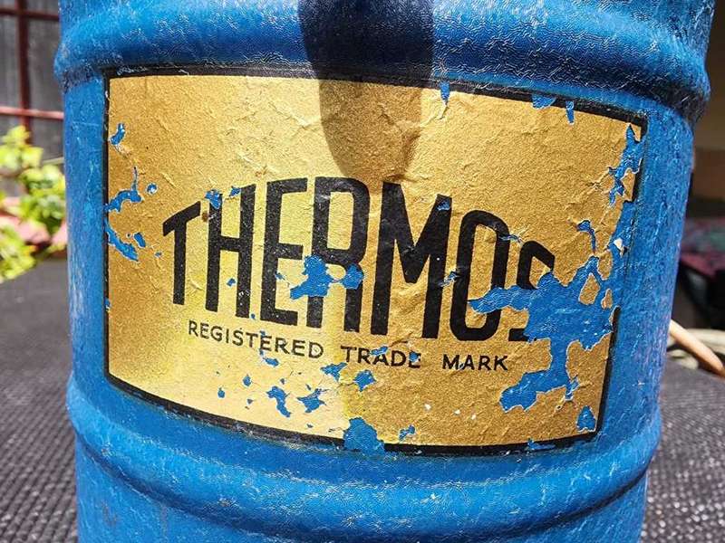 Iconic 1930s Large Blue Thermos Brand Vacuum Flask  The Very First Vacuum Flask Brand