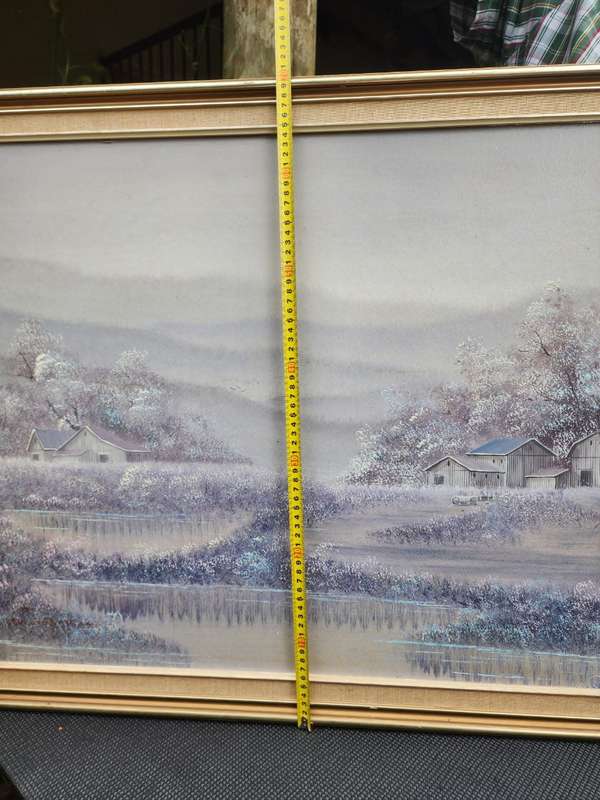 Listed USA Artist Everett Woodson (1933-2016) Winter Farmstead Original Oil Painting