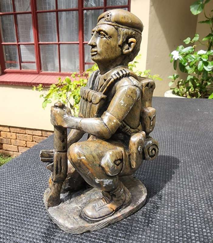 Rhodesian Bush War 1970s RLI Fireforce Troopie Soapstone Statue