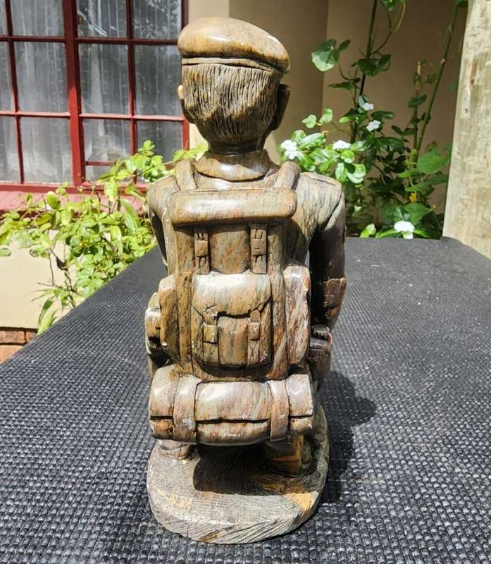 Rhodesian Bush War 1970s RLI Fireforce Troopie Soapstone Statue