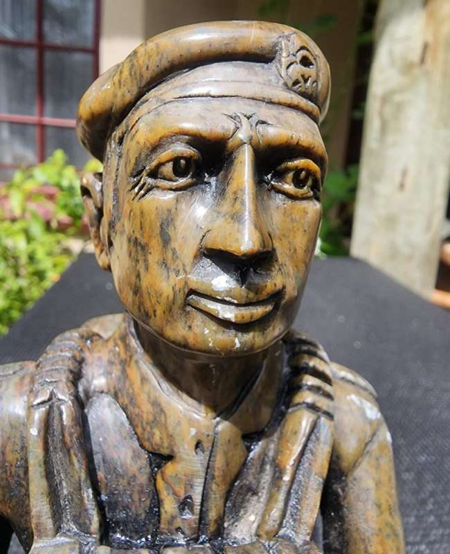 Rhodesian Bush War 1970s RLI Fireforce Troopie Soapstone Statue
