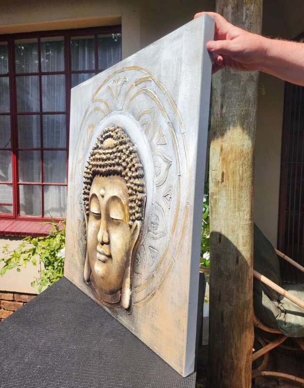 Large 80cm W 80cm H Buddha 3D Relief Mural Artwork Painting