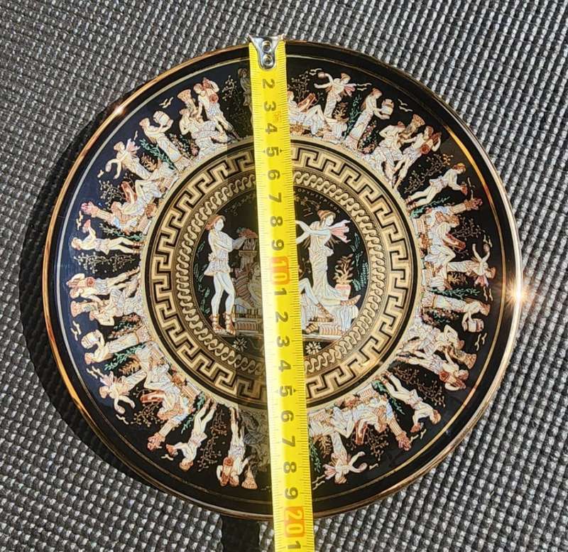 Vintage Tacousis 24K Gold Dionysus Greek God of Wine Plate Handmade