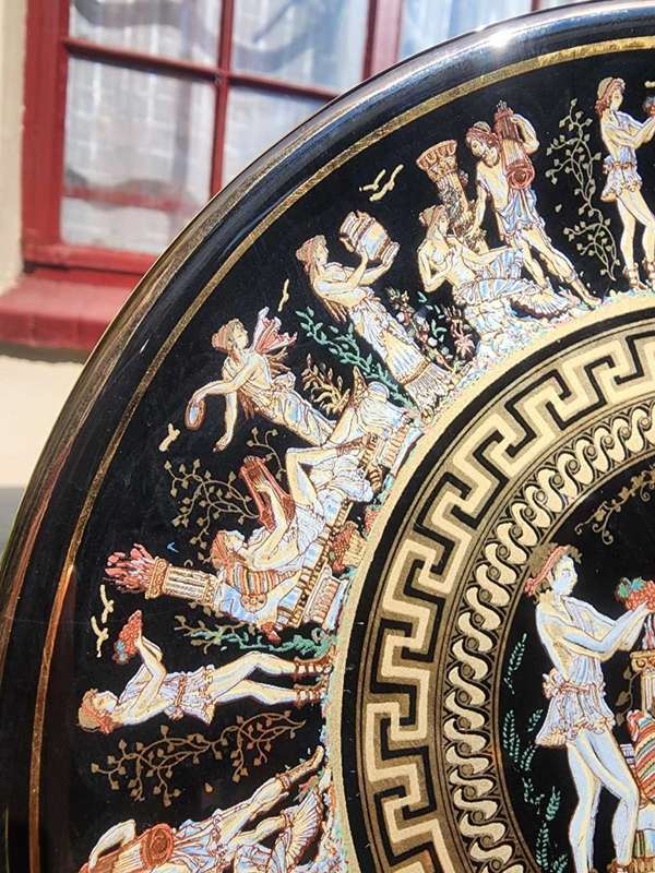 Vintage Tacousis 24K Gold Dionysus Greek God of Wine Plate Handmade