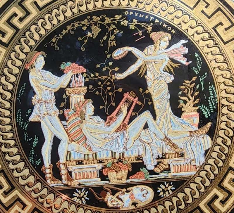 Vintage Tacousis 24K Gold Dionysus Greek God of Wine Plate Handmade