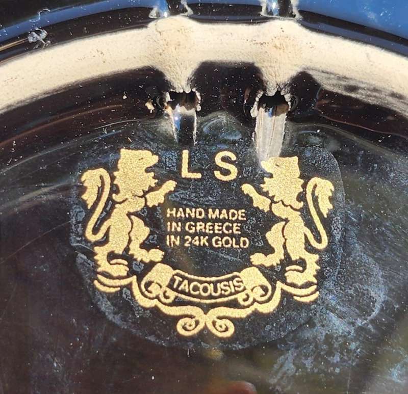 Vintage Tacousis 24K Gold Dionysus Greek God of Wine Plate Handmade