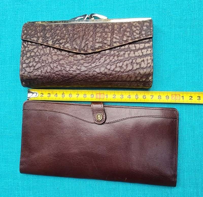 Busby Genuine Wild Buffalo Leather Ladies Kiss Lock Purse plus a Genuine Leather Long Wallet