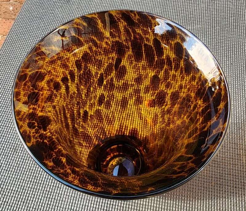 Striking Tortoiseshell Handblown Art Vase 25cm High One of Two on Auction