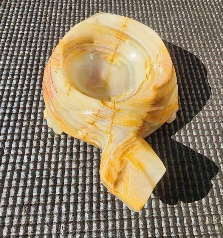 Two Onyx Stone Ashtrays the one shaped like a Turtle