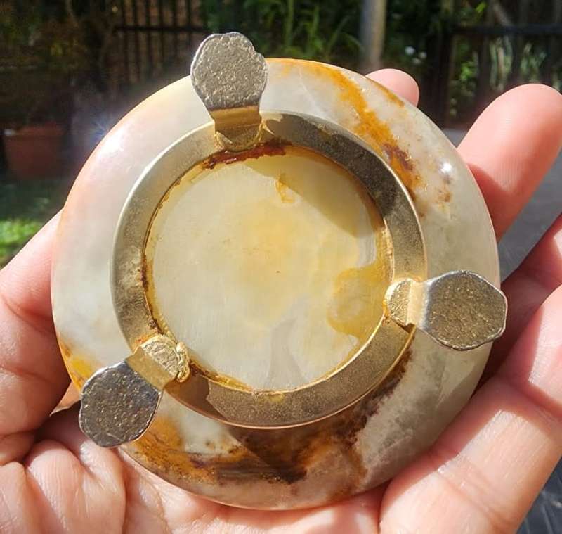Two Onyx Stone Ashtrays the one shaped like a Turtle
