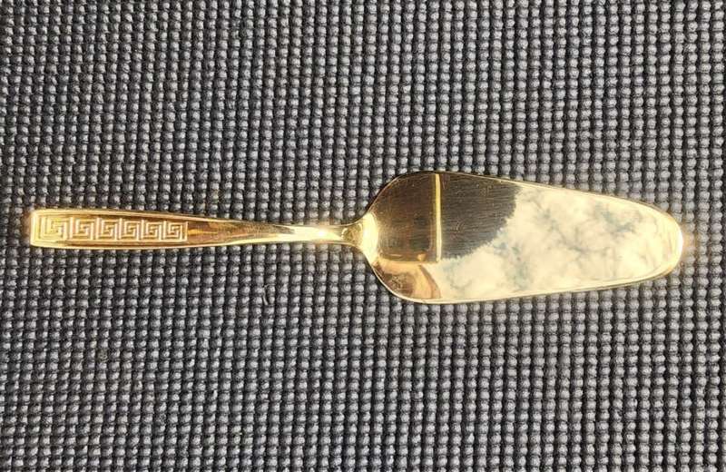 Vintage NTC 23 Carat Gold Plated Set: 6 Teaspoons, 6 Desert Forks, 1 Cake Lifter