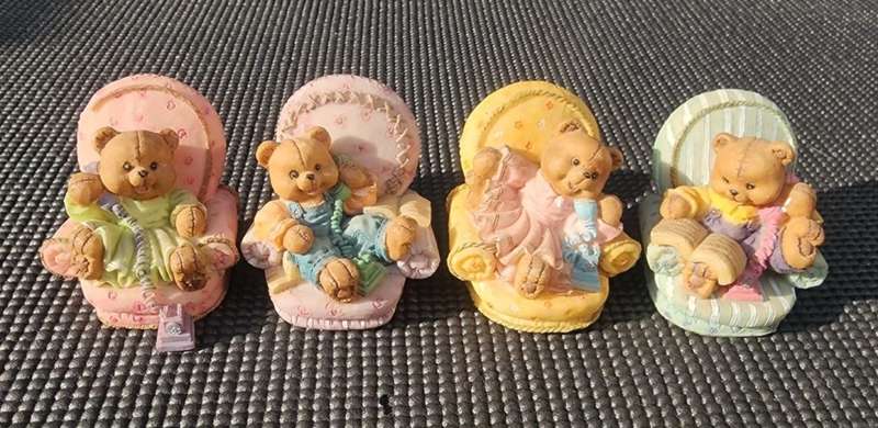 Five Cute Resin Bear Figurines