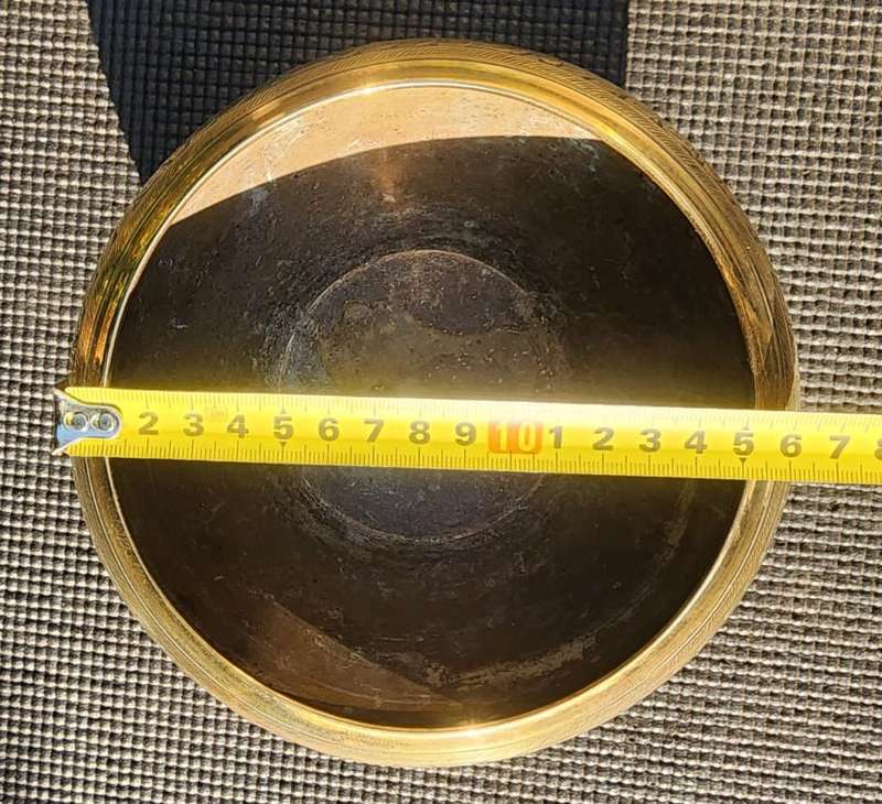 Exquisitely Floral Engraved Vintage Brass Bowl with S.M. Made in India Dot Prick Marks Heavy 1.1kg
