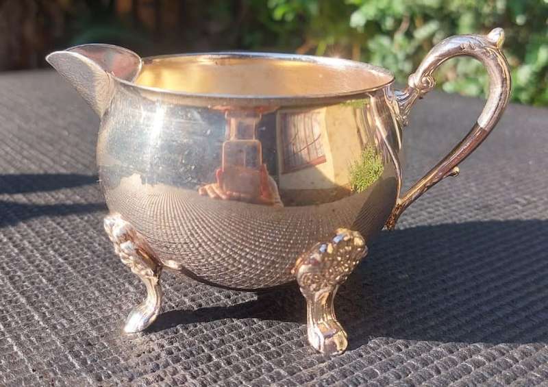 VINTAGE (1970S) EM-ESS SOUTH AFRICA SILVERPLATED TEASET: COFFEE POT, TEAPOT, SUGAR POT, MILK CREAMER