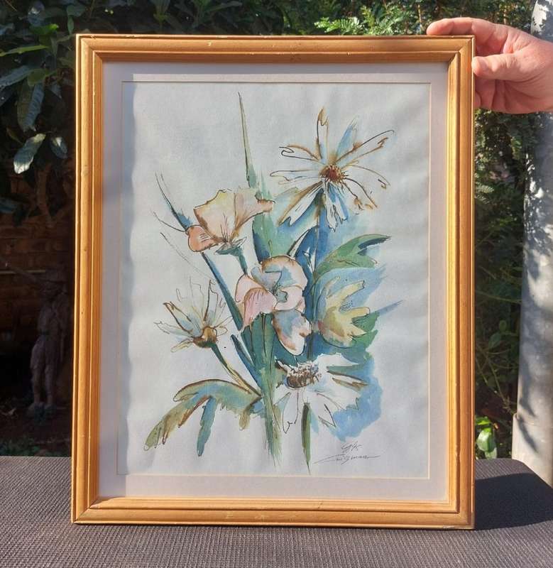 Original Floral Watercolour Painting Signed 1995 Crigman