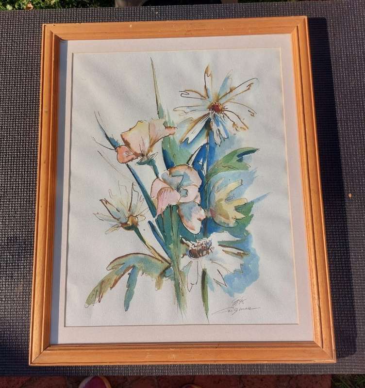 Original Floral Watercolour Painting Signed 1995 Crigman