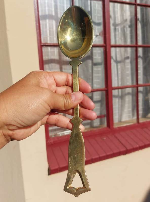 Large 28cm Long Brass Fork and Spoon