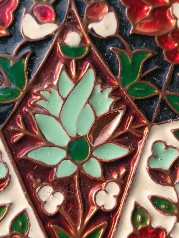Cloisonne Enamel on Copper and Bronze Wall Plate Handmade in Greece by G Halkides