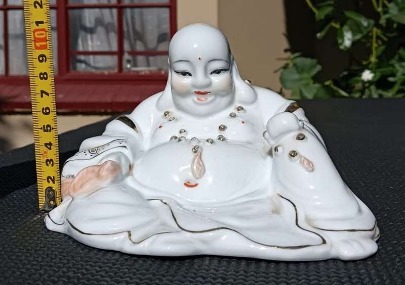 Chinese Porcelain Laughing Buddha with Bag Wealth Figurine