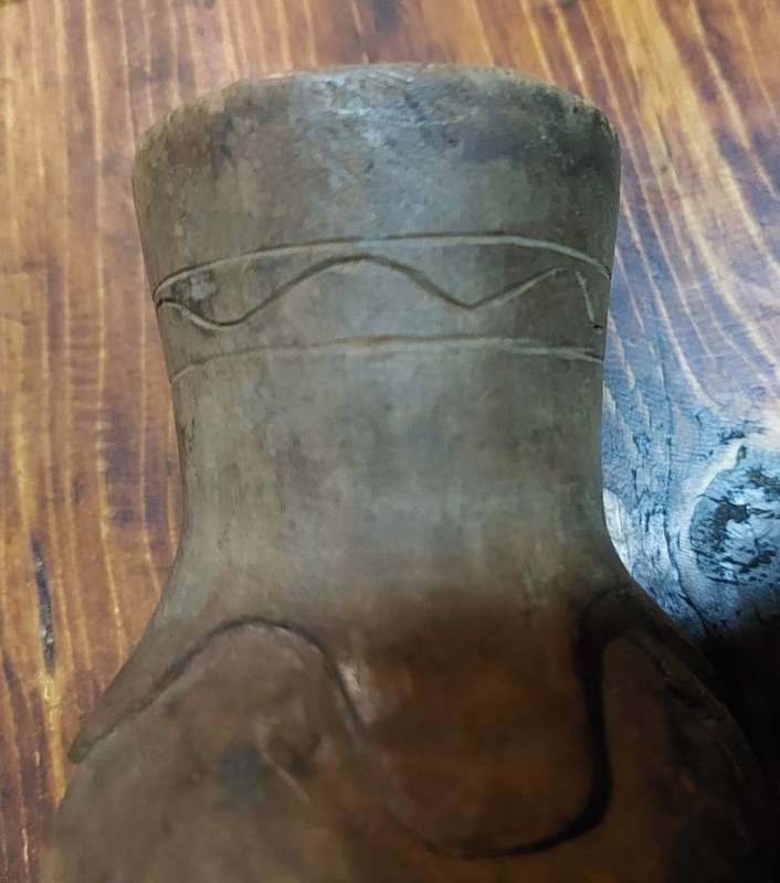 African Zande DRC Wooden Fertility Statue and Old Wooden Carved Kuba DRC Palm Wine Cup