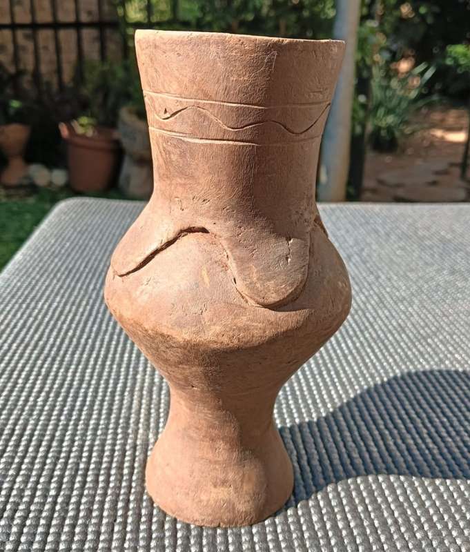 African Zande DRC Wooden Fertility Statue and Old Wooden Carved Kuba DRC Palm Wine Cup