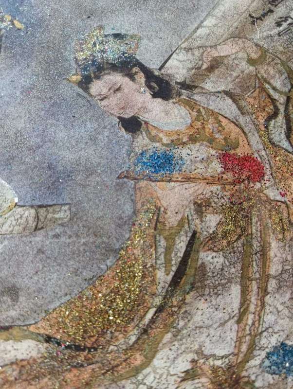 Gracefull Chinese Dancing Ladies Decorative Glass Display Plate