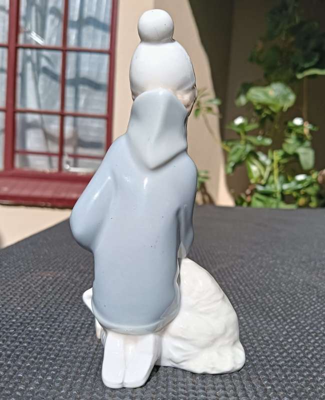 Lladro 1970s Shepherd Boy with Lamb Porcelain Figurine